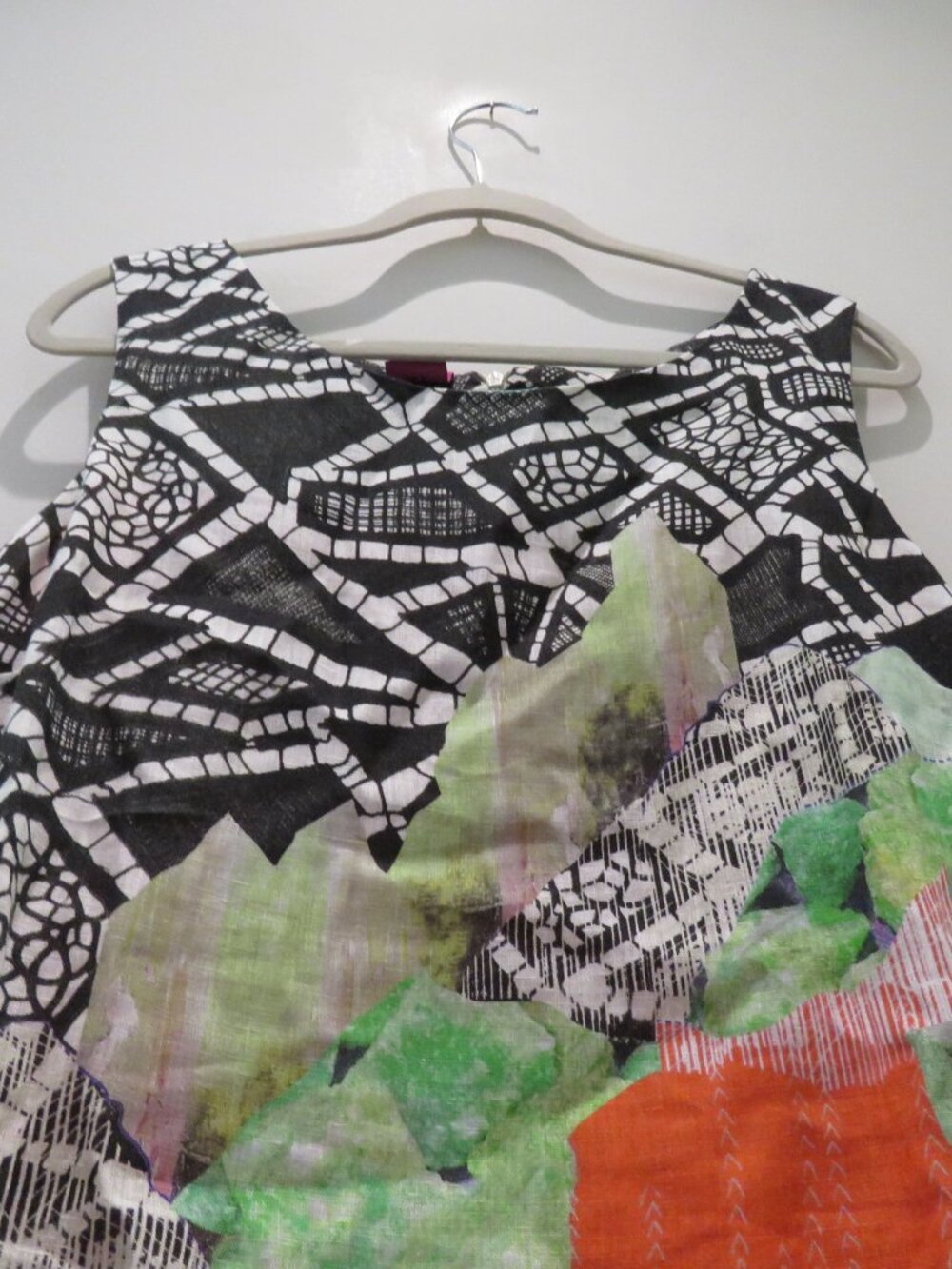 SAVE THE QUEEN 100% Linen Abstract Artsy Dress XL Quirky Lagenlook Avant Garde - Picture 9 of 16